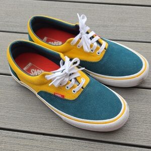 Vans Men’s Teal and Yellow Low-Top Sneakers